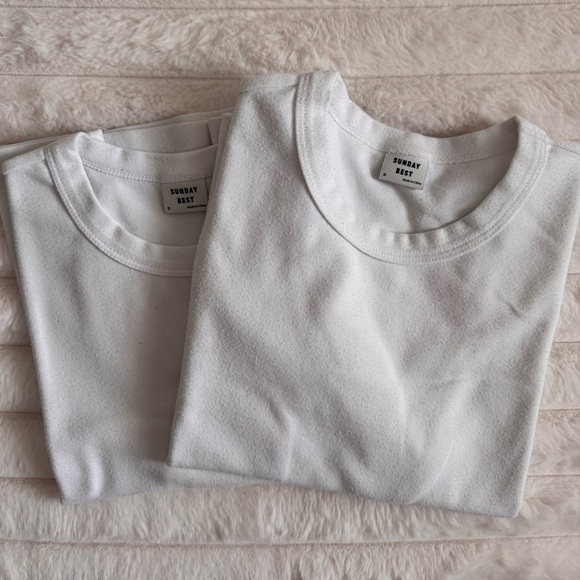 Sunday Best Tops - ARITZIA Sunday Best White Cropped Crewneck Tee Duo